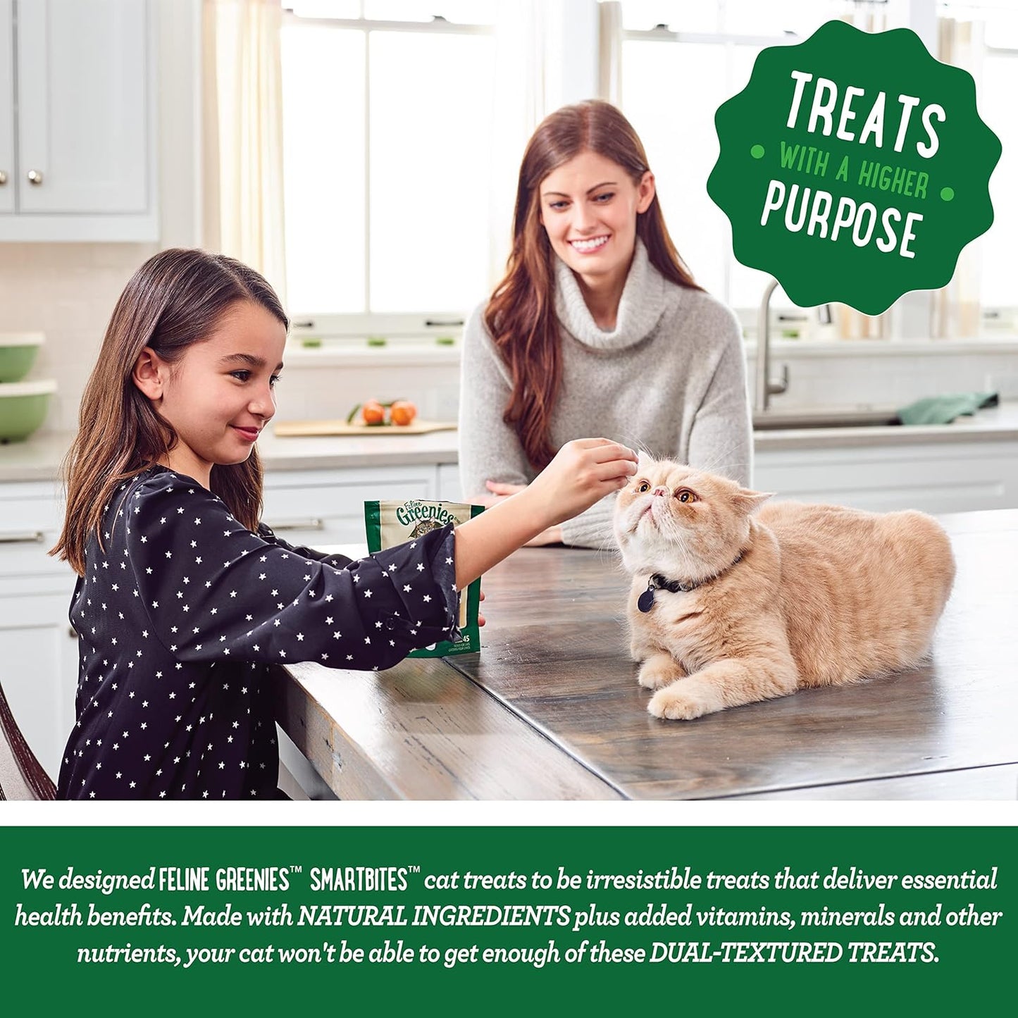 FELINE SMARTBITES Skin & Fur Health Crunchy and Soft Natural Cat Treats, Salmon Flavor, 4.6 Oz. Pack