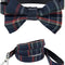 Scottish Tartan Bowtie Dog Collar & Leash Set with Detachable Bow Tie for Girl or Boy Dogs Comfortable Plaid Pattern, Fully Adjustable, Great Pet Gift (XS, Blue)