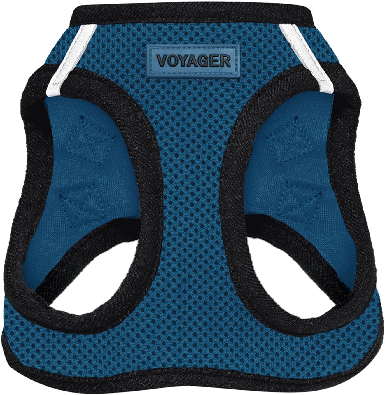 Voyager Step-In Air Dog Harness - All Weather Mesh, Reflective, No Pull Harness for Small, Medium Dogs, Cats - Secure with Hook & Loop Fastener, Buckle, Double D-Rings - Blue/Black Trim, XS