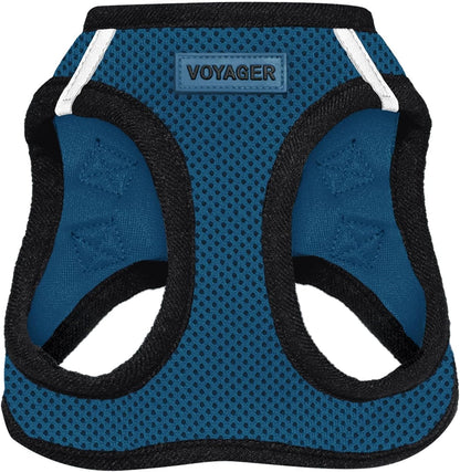 Voyager Step-In Air Dog Harness - All Weather Mesh, Reflective, No Pull Harness for Small, Medium Dogs, Cats - Secure with Hook & Loop Fastener, Buckle, Double D-Rings - Blue/Black Trim, XS