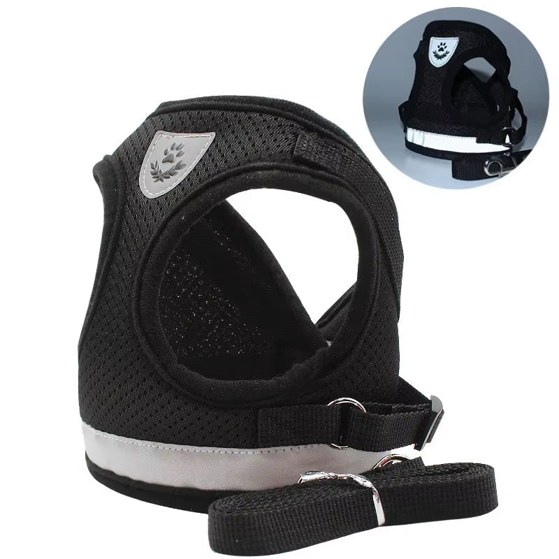 Breathable Cat Harness and Leash Escape Proof Pet Clothes Kitten Puppy Dogs Vest Adjustable Easy Control Reflective Cat Harness