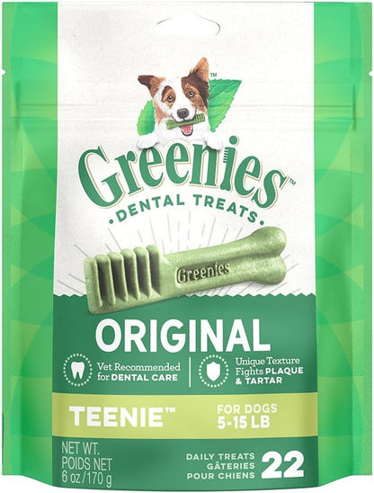 Original Teenie Natural Dental Care Dog Treats, 6 Oz. Pack (22 Treats)