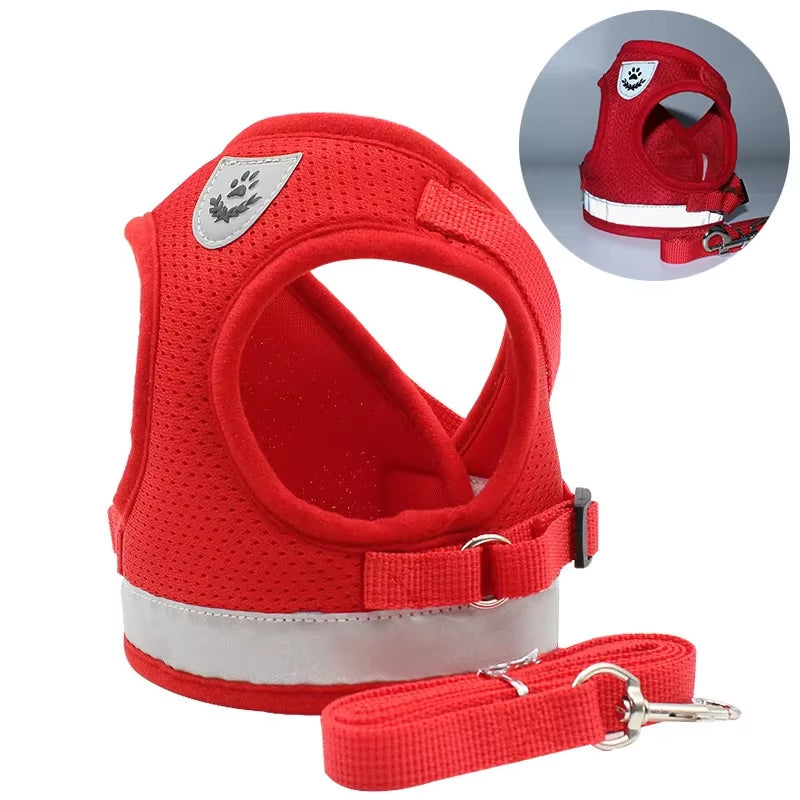 Breathable Cat Harness and Leash Escape Proof Pet Clothes Kitten Puppy Dogs Vest Adjustable Easy Control Reflective Cat Harness