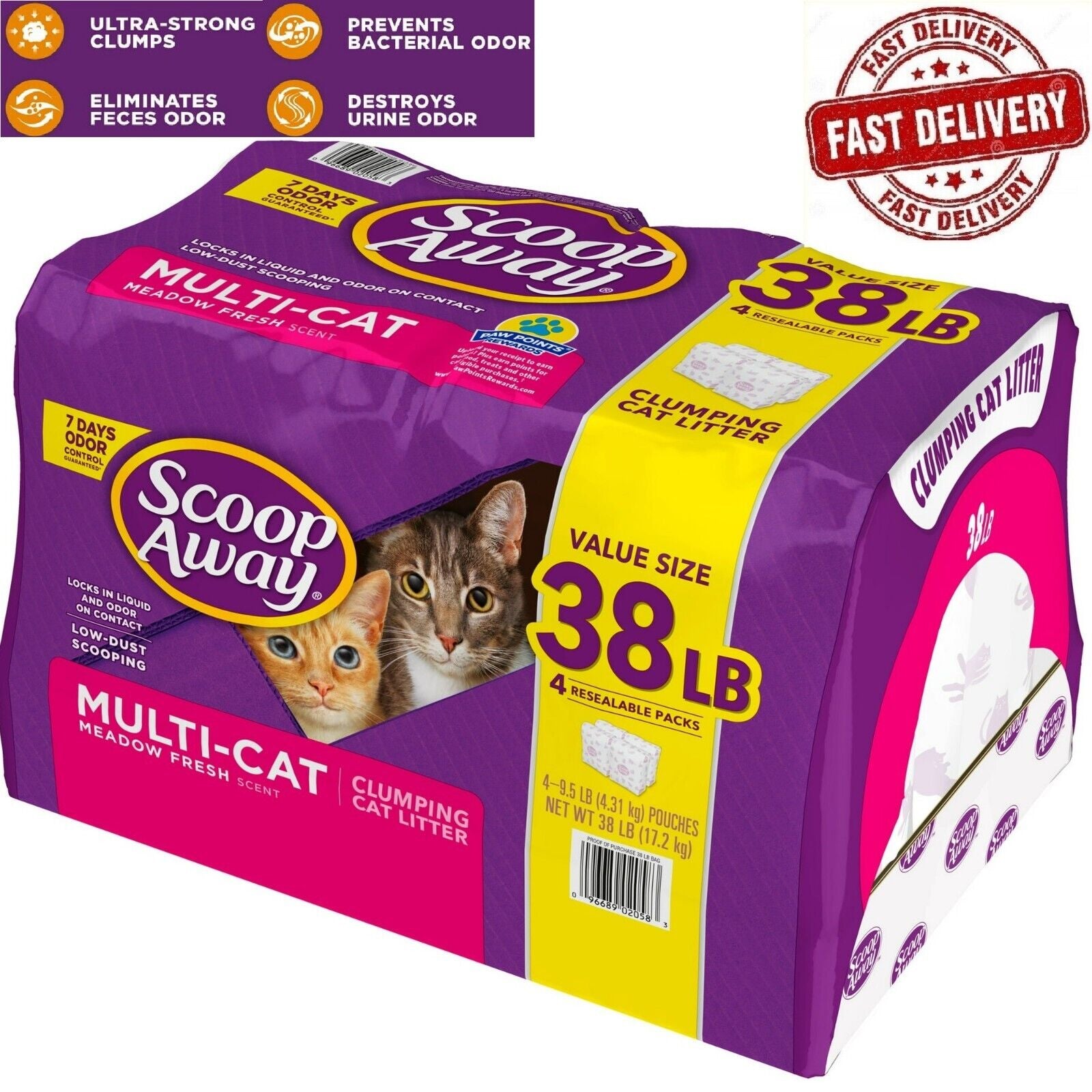Scoop Away Extra Strength Multi-Cat Scented Litter, Clumping Cat Litter, 38 Lb